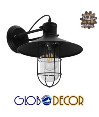 GLOBOSTAR® CELL 01118 Vintage Φωτιστικό Τοίχου - Απλίκα με Ντουί 1 x E27 AC 220-240V IP20 - Μαύρο - Μ33 x Π27 x Υ33cm